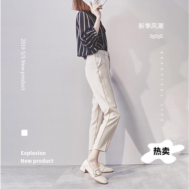 BEESHOES - GIAY MOKA NỮ MŨI VUÔNG CHẤT DA MỀM - GIÀY NỮ ĐẾ CAO 3 PHÂN GÓT VUÔNG ĐI SIÊU ÊM CHÂN SẮN MÀU KEM- ĐEN 201076 | BigBuy360 - bigbuy360.vn