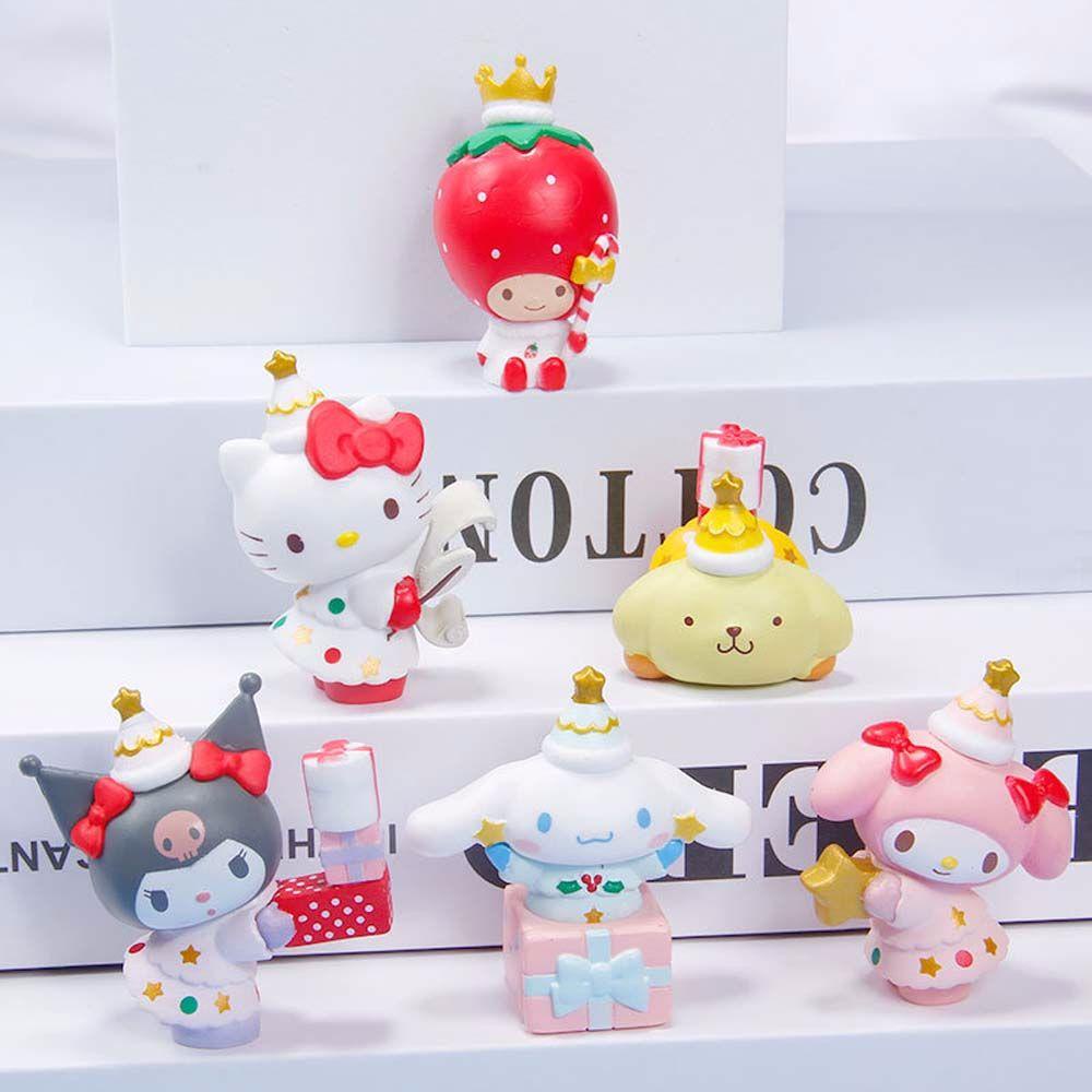 Set 6 Mô Hình Tượng Kuromi Hoạt Hình My Melody Trang Trí Bàn Làm Việc