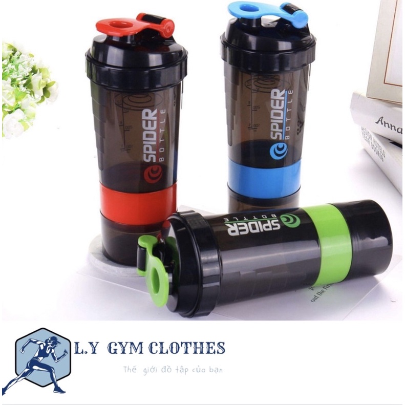 Bình Lắc Whey Bình Nước Thể Thao Tập Gym Shaker Đựng Protein BCAA 3 Ngăn Tiện Dụng 500 ML