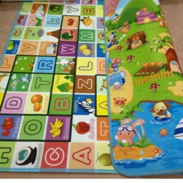 Thảm chơi 2 mặt 1m8x2m cao cấp cho bé Maboshi kèm túi đựng