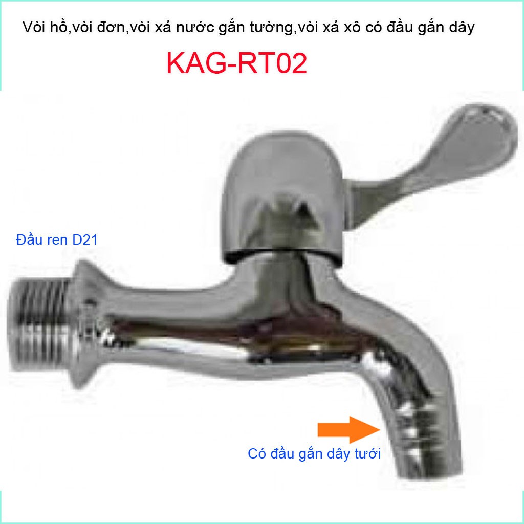 Vòi lạnh gắn tường KAG-RT02, vòi xả nước có mỏ gắn dây nước xả mạnh sử dụng tốt