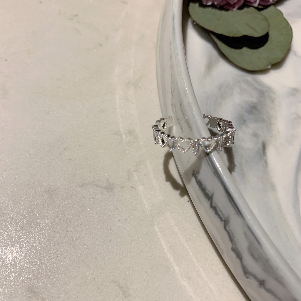 Nhẫn kiểu trái tim đính đá zircon thời trang dành cho nữ