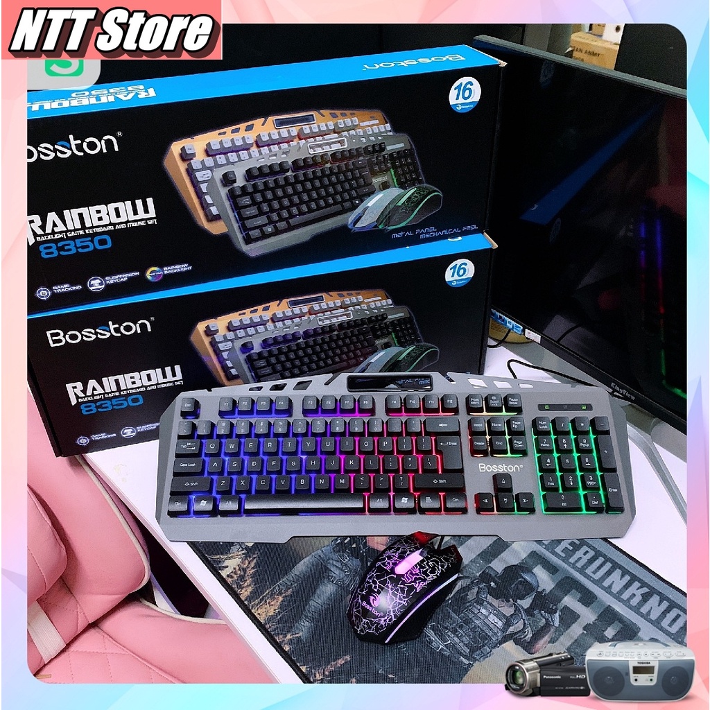 Bộ Phím Gaming kèm Chuột Bosston 8350 bảo hành chính hãng 12 tháng - TẶNG KÈM BÀN DI 20X25- NTT Store