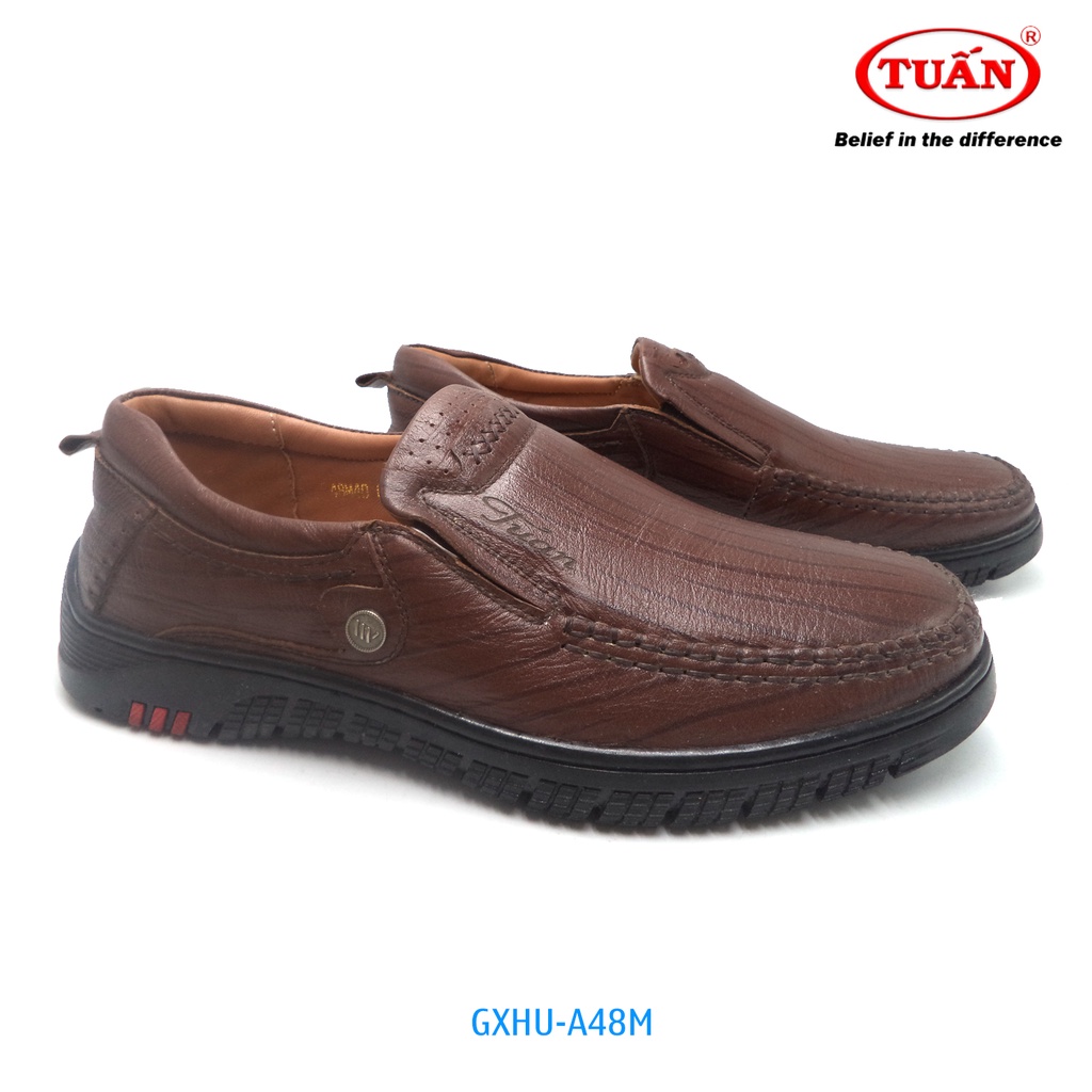Giày nam quai da bò tự nhiên giày mọi cao cấp đế cao su thương hiệu Tuấn GXHU-48M