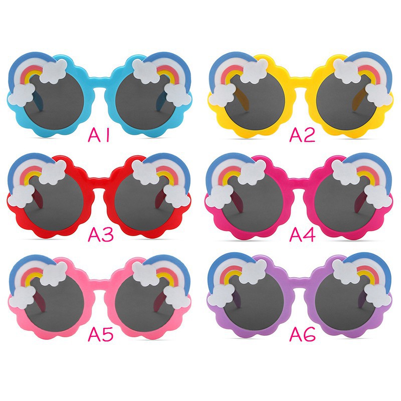 Kính mát gọng tròn họa tiết cầu vồng phong cách Hàn Quốc cho bé