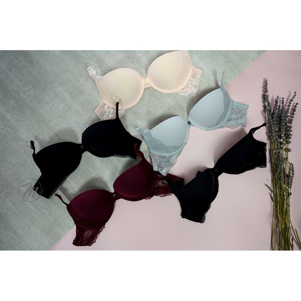 Mặc gì đẹp: [Hàng Đẹp] Áo Lót Nữ Mút Mỏng Có Gọng Nâng Ngực Trơn Phối Ren Mây Lilac (Mustoto MA0302)