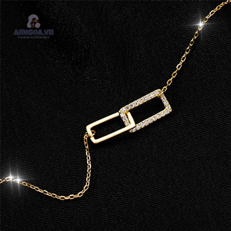 Vòng cổ Hai Lớp Mặt Vuông Đơn Giản Sang Trọng Cho Nữ