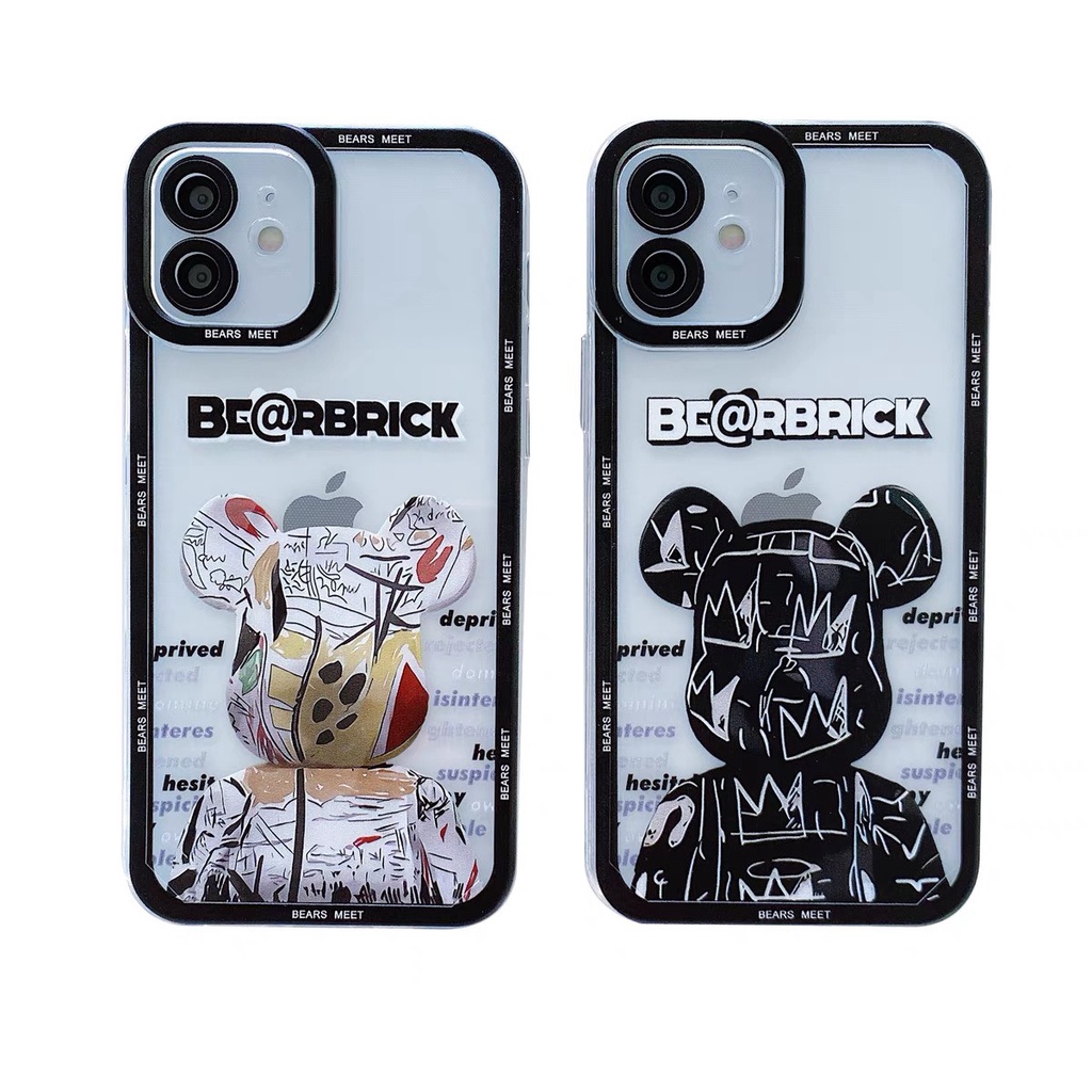 Ốp lưng iphone  trong  bear.brick viền nổi bảo vệ camera 6 6plus 7 7plus 8plus x xsmax 11 12 13 pro max plus promax