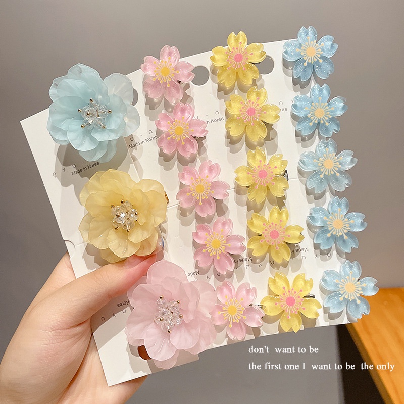 Set Kẹp Tóc Hoa Anh Đào Màu Hồng Trong Suốt Bằng Acrylic Thời Trang Xuân Hè