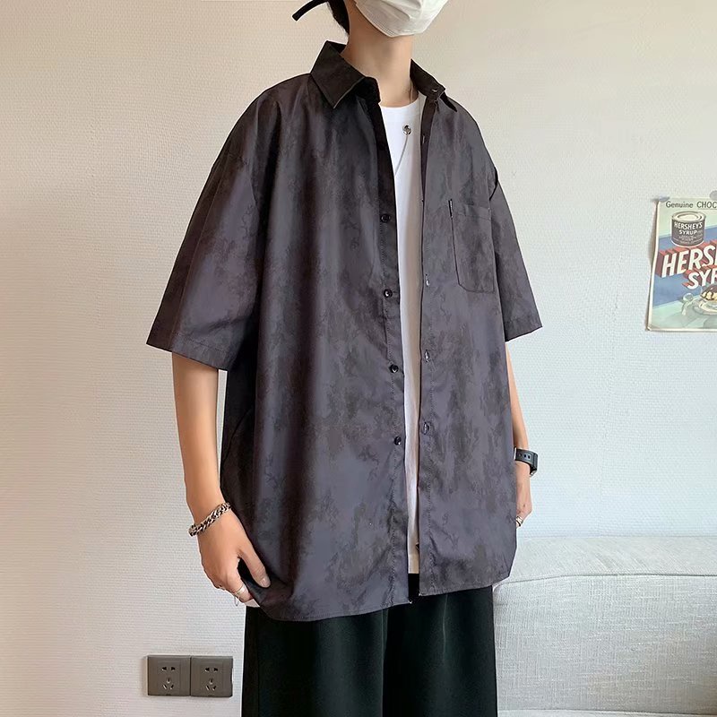 Áo sơ mi nam tay ngắn phong cách đường phố màu sặc độc đáo