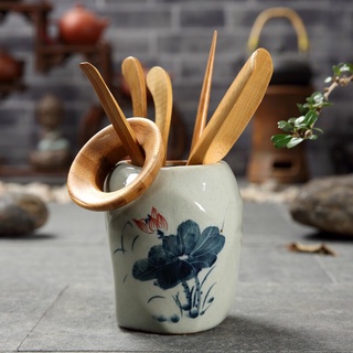 Bộ trà cụ sứ men rạn vẽ tay cao cấp-dụng cụ pha trà