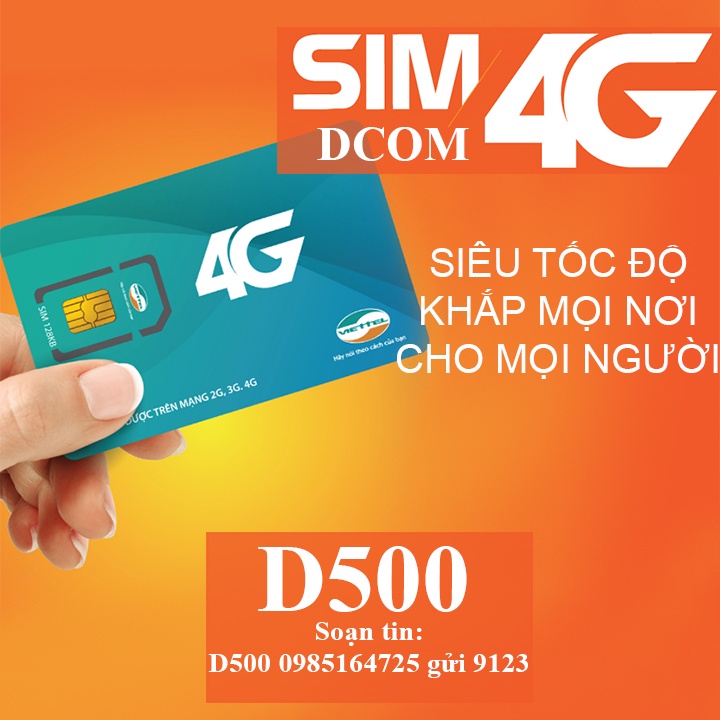 [FREESHIP]_Sim 4G Viettel D500 MIỄN PHÍ 5Gb/tháng Trọn Gói 1 Năm Không Nạp Tiền - NGHE GỌI ĐƯỢC