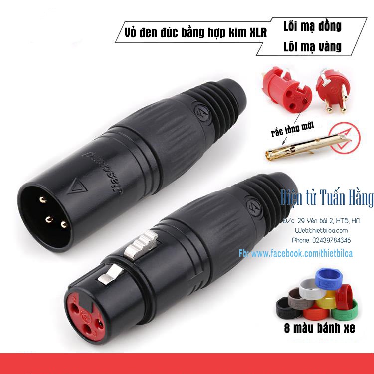 Rắc Bông Sen XLR Lõi Mạ Vàng, Đồng(1 đôi)