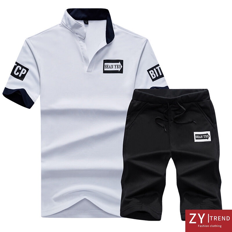 Set áo thun polo tay ngắn và quần short phong cách thể thao cho nam size M-4XL