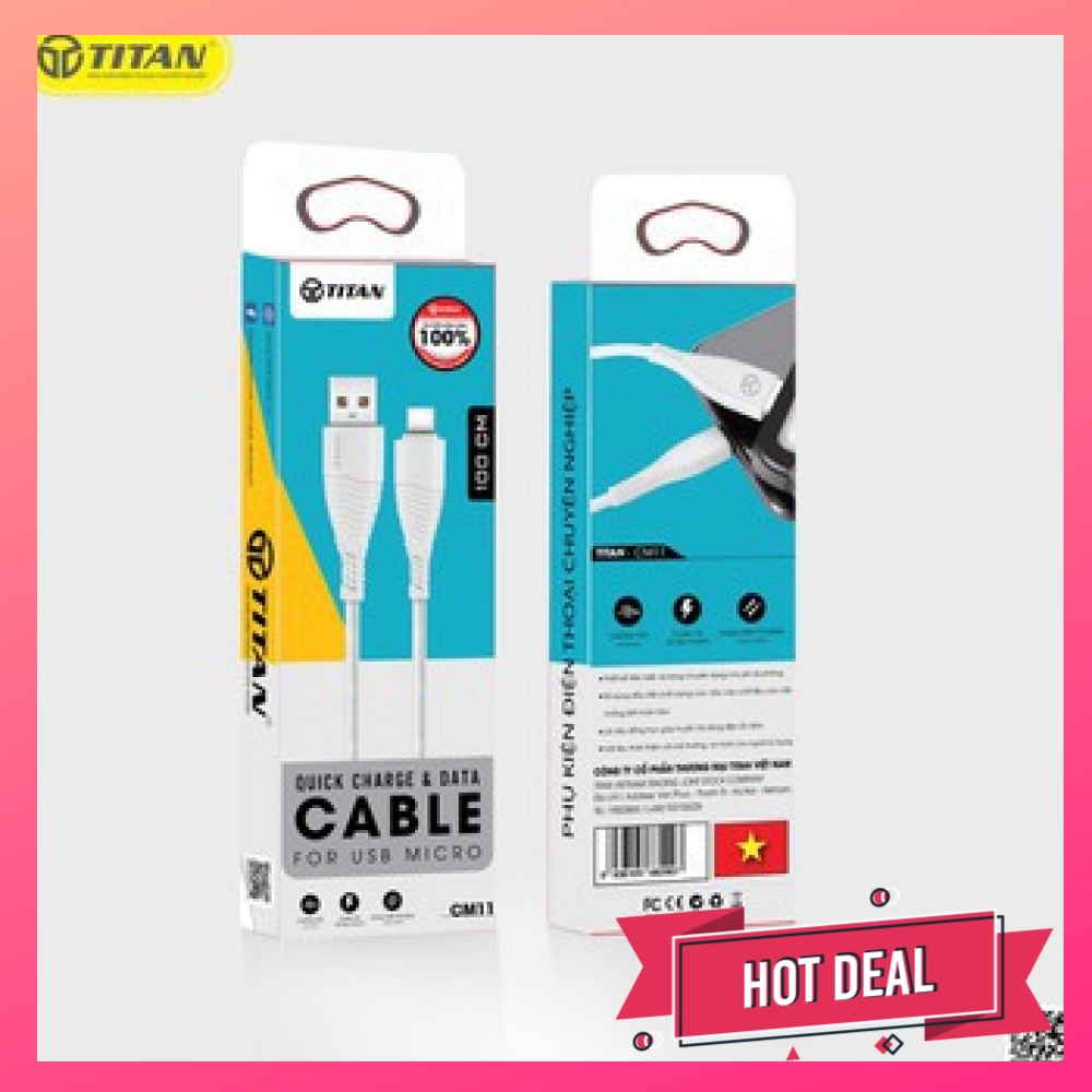 007360 - TP - Cáp Micro 100cm TITAN CM11 (Trắng)