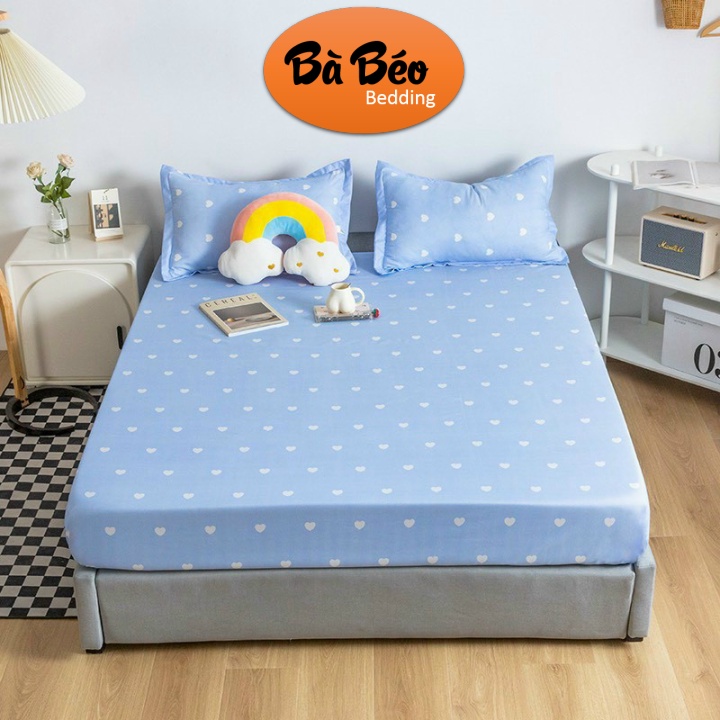Set Ga Gối Cotton Poly, Ga Kèm 2 Vỏ Gối Nằm DÀNH CHO NỆM CAO TỪ 14-25CM, Bộ Ga Gối 3 Món, Drap Giường, Ga Giường, Kích T