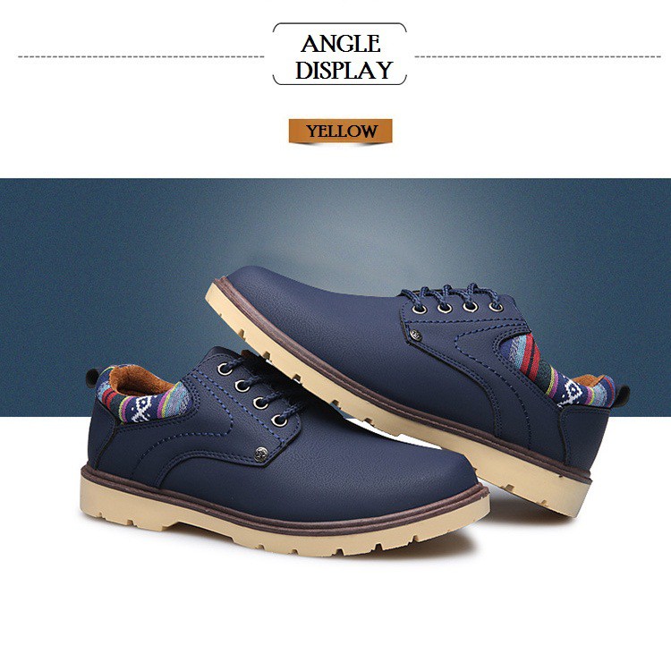 Giày Buck Lịch Lãm Gót Họa Tiết Màu Xanh Navy