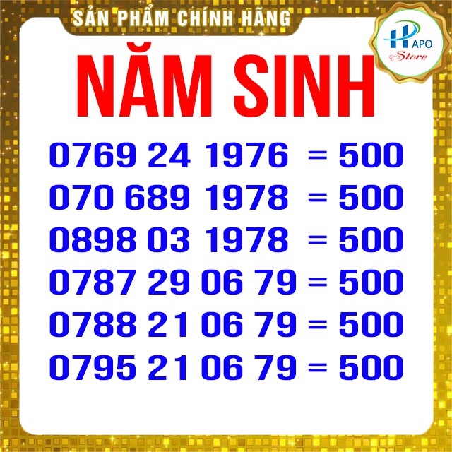 SIM NĂM SINH GIÁ RẺ TRẢ TRƯỚC MOBIFONE - SIM SỐ ĐẸP - HAPO STORE