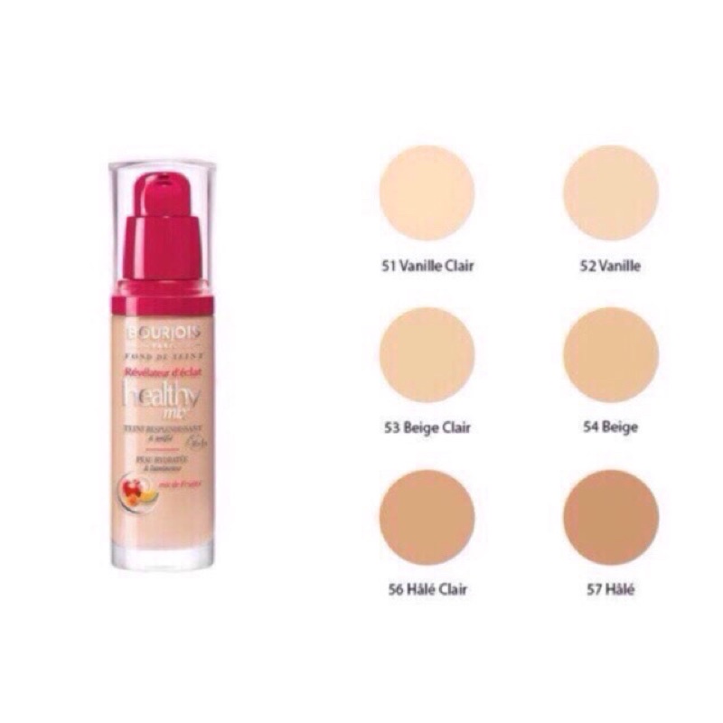 Kem nền Pháp kiềm dầu, che khuyết điểm  Bourjois Healthy Mix Foundation