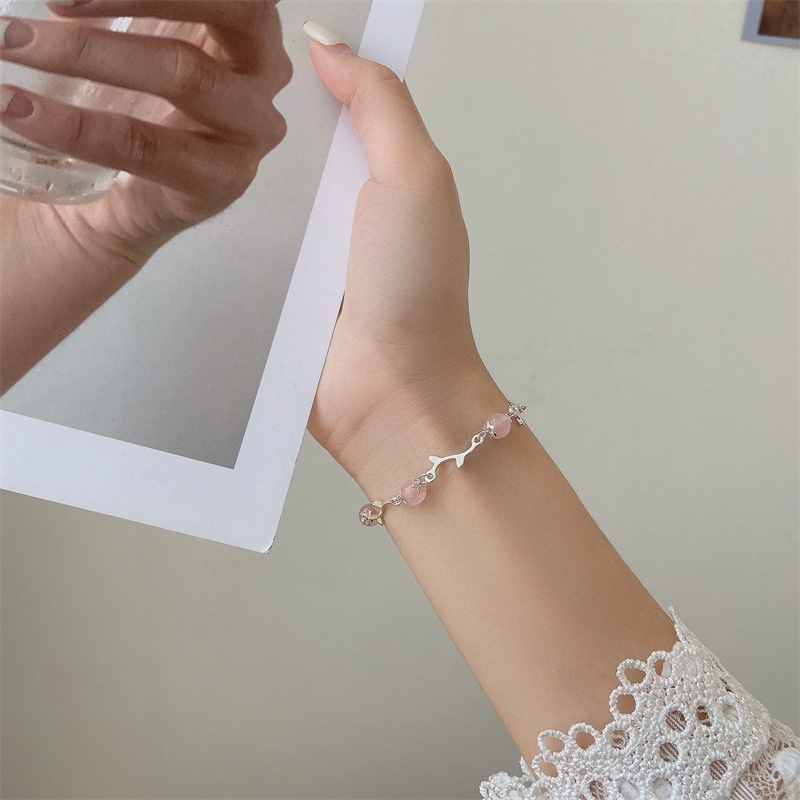 Lắc Tay Khoá Rút Charm Đá Hồng - Vani Store [TS000590]