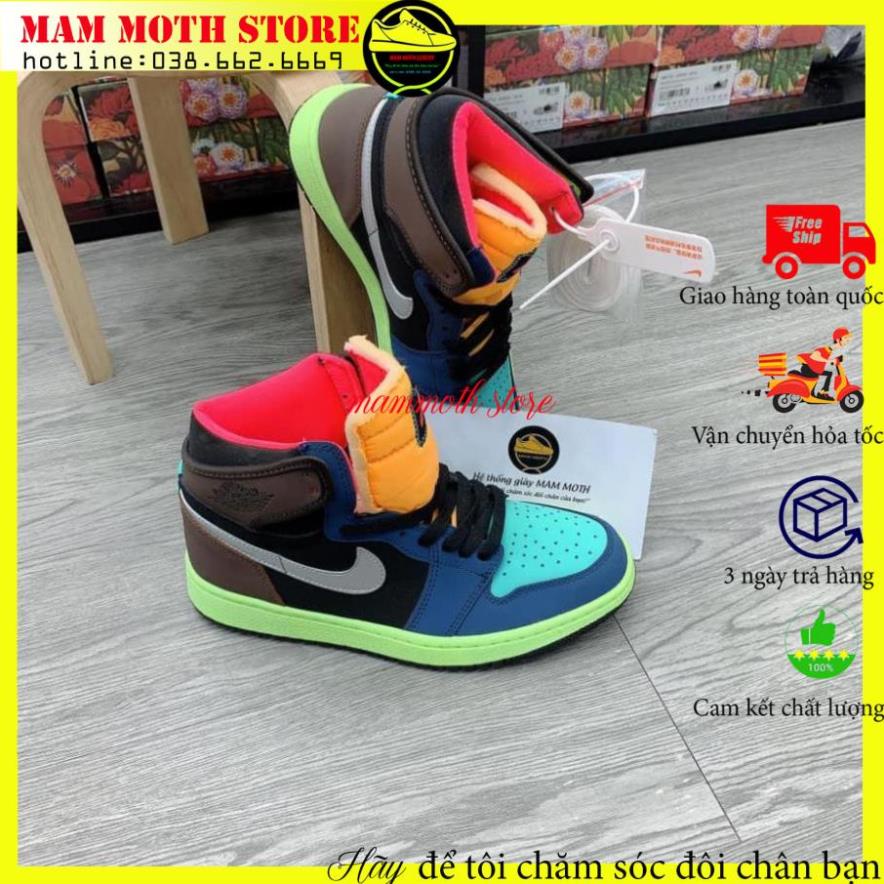 Giày jd, sneaker nam nữ, Air Jor dan 1 Mid SE Womens Lightbulb Shoes bảy màu cao cổ hang siêu cấp