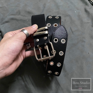 Dây nịt hai lỗ kim loại thời trang hiphop phong cách goth punk (kèm charm)