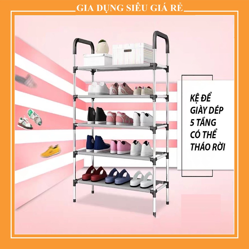 KỆ GIÀY DÉP 5 TẦNG KHUNG INOX ( SIÊU GIÁ RẺ )