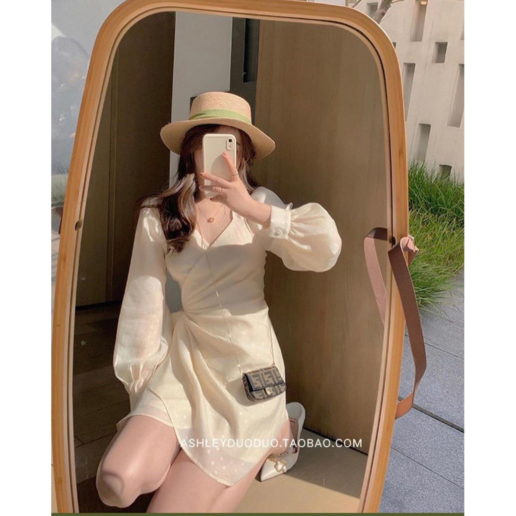 [Mã SKAMA06 giảm 8% tối đa 50K đơn 250K] ĐẦM NUDE CỔ ĐẮP XOẮN XẾP LY HÔNG | BigBuy360 - bigbuy360.vn