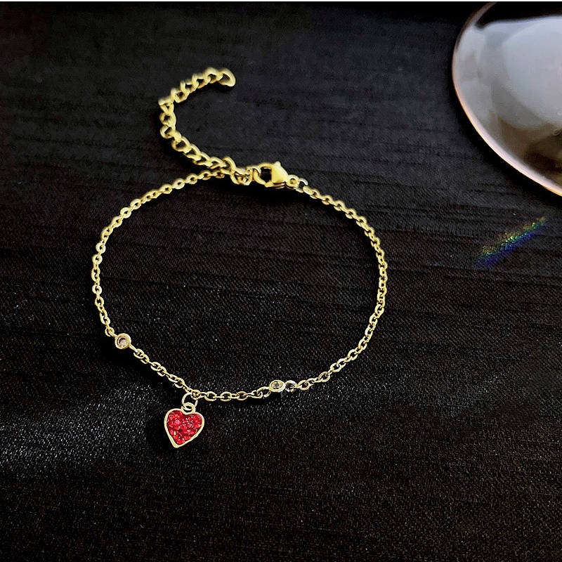 Vòng tay titan nữ lắc tay titan hình trái tim xinh xắn dễ thương phong cách trẻ trung mẫu mới 2022