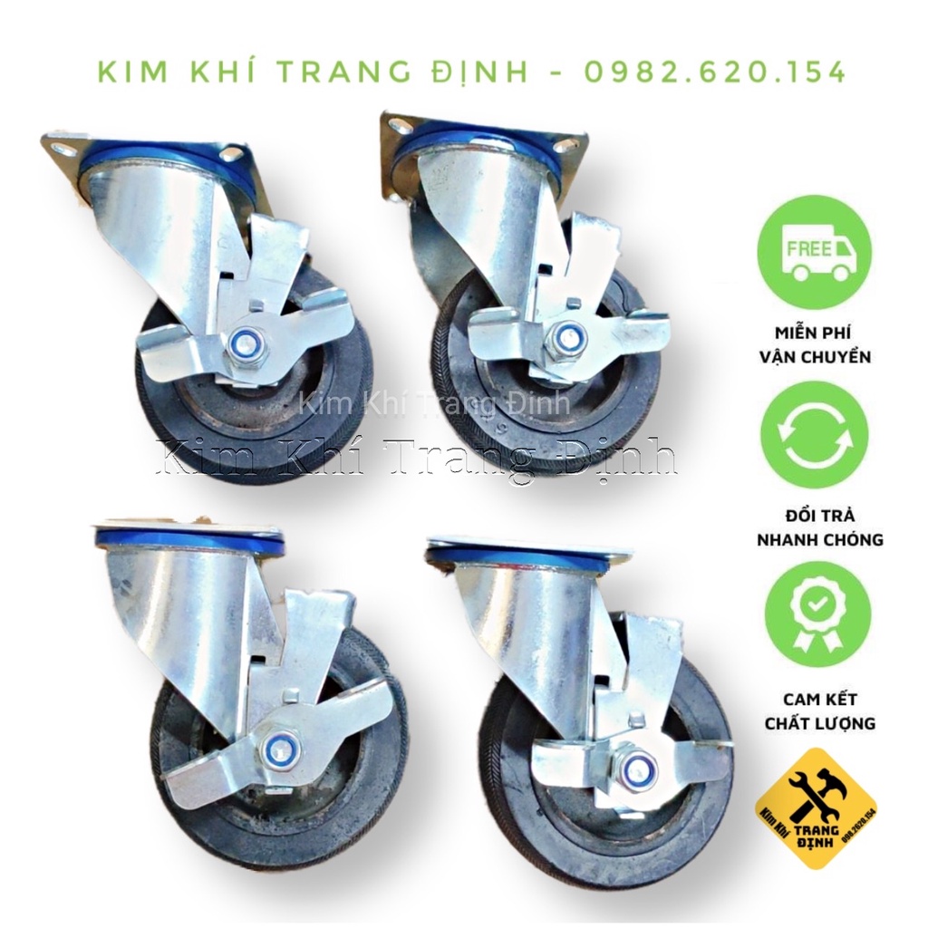 Bộ 4 Bánh xe đẩy chịu lực cao, đường kính 130mm (4 bánh khóa)