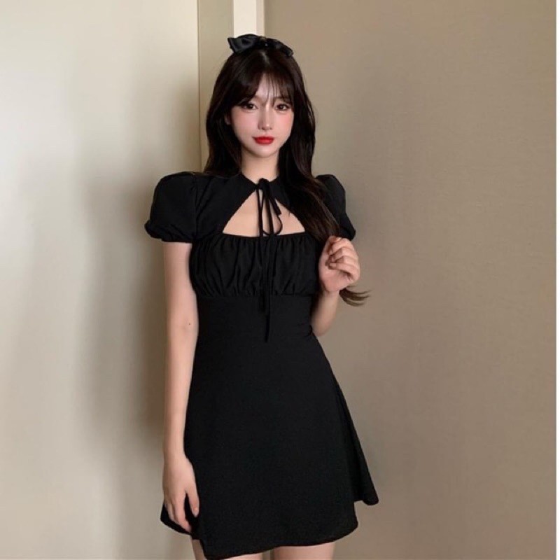 borabora store (có sẵn) đầm đen buộc ngực kiểu ulzzang