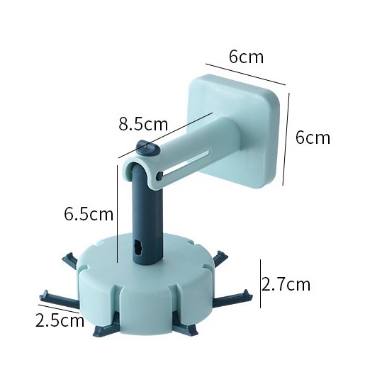 Móc Dán Tường  7 Móc Xoay 360 độ Treo Đồ , Chìa Khóa , Dụng Cụ Nhà Bếp - Móc Dính Tường XoayDuashop