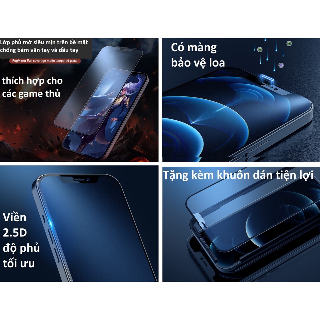 iP 12/ 12Pro/ 12Pro Max ]Cường lực full màn hình chống bám vân tay cho điện thoại iP 12 Series Nillkin FogMirror