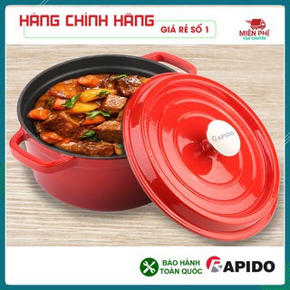 Nồi gang [CỦA RẺ CỦA ÔI], noi gang đúc tráng men Rapido  - Sử dụng với mọi loại bếp, bảo hành 12 tháng 1 đổi 1
