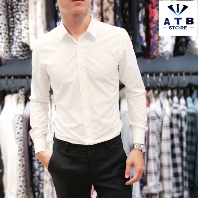 Sơ mi Nam cổ bẻ trắng ,đen - cổ tàu trắng ,đen công sở học sinh, hàng vải lụa chống nhăn, cao cấp ôm dáng thời trang trẻ | BigBuy360 - bigbuy360.vn