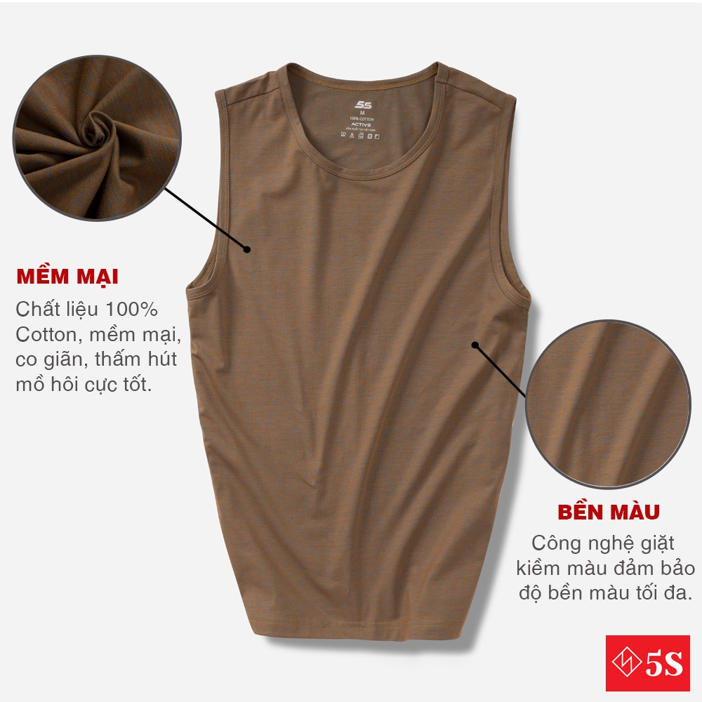 Áo Sát Nách Nam 5S (4 Màu), Chất liệu Premium Cotton Siêu Thấm Hút, Thoáng Mát, Vận Động Thoải Mái (ATT21023) | BigBuy360 - bigbuy360.vn