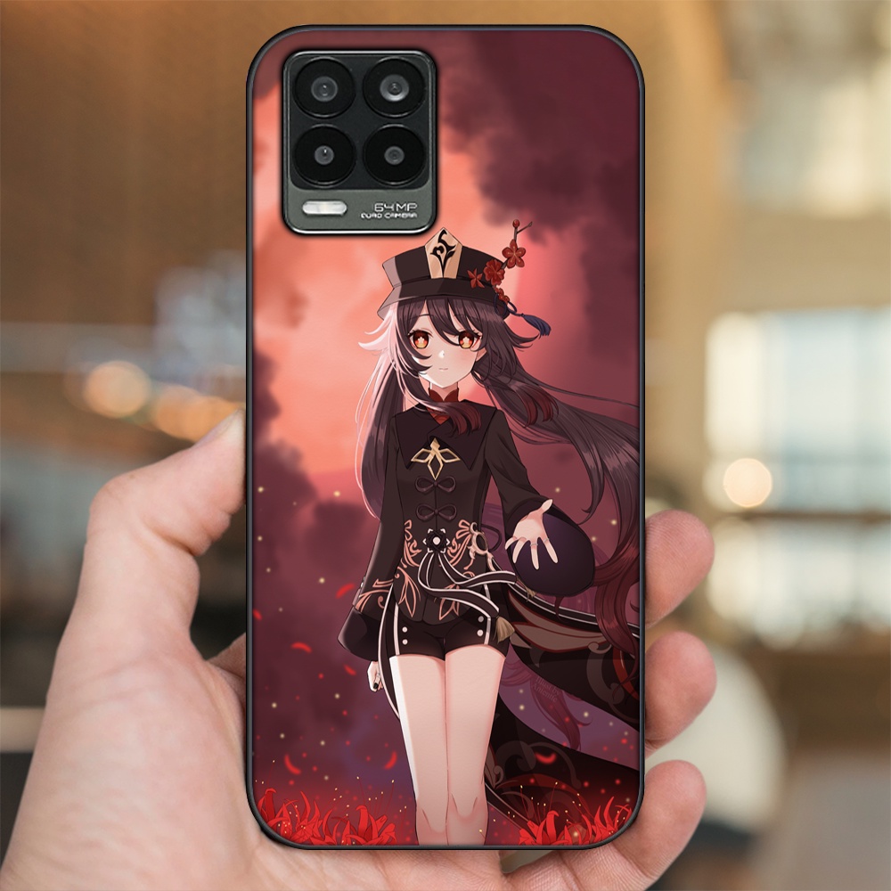 Ốp lưng Realme 8, 8 Pro viền đen in hình Hutao Genshin Impact