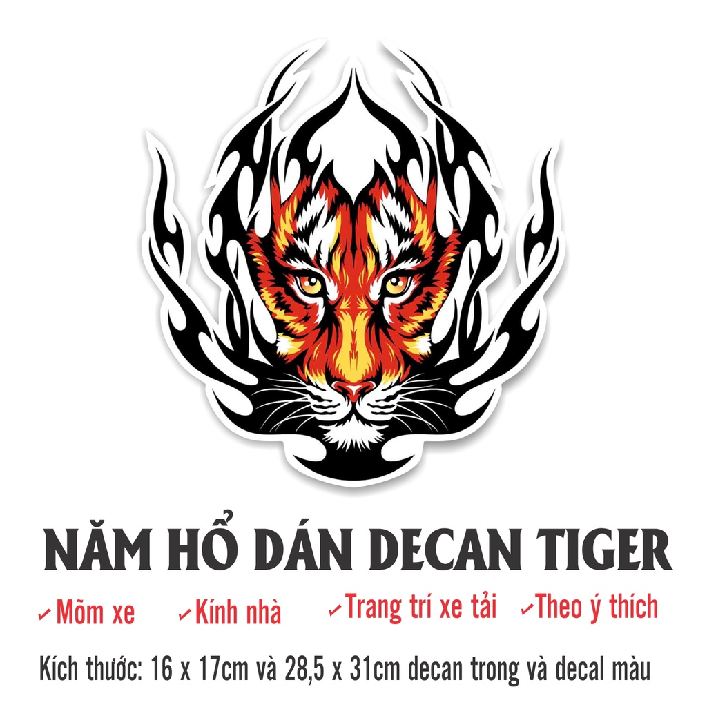 Tem Đầu Hổ Dán Mõm Xe, Hình Hổ Lửa Trang Trí Xe Tải Nhiều Kích Thước Chất  Liệu Decal Ngoài Trời | Shopee Việt Nam