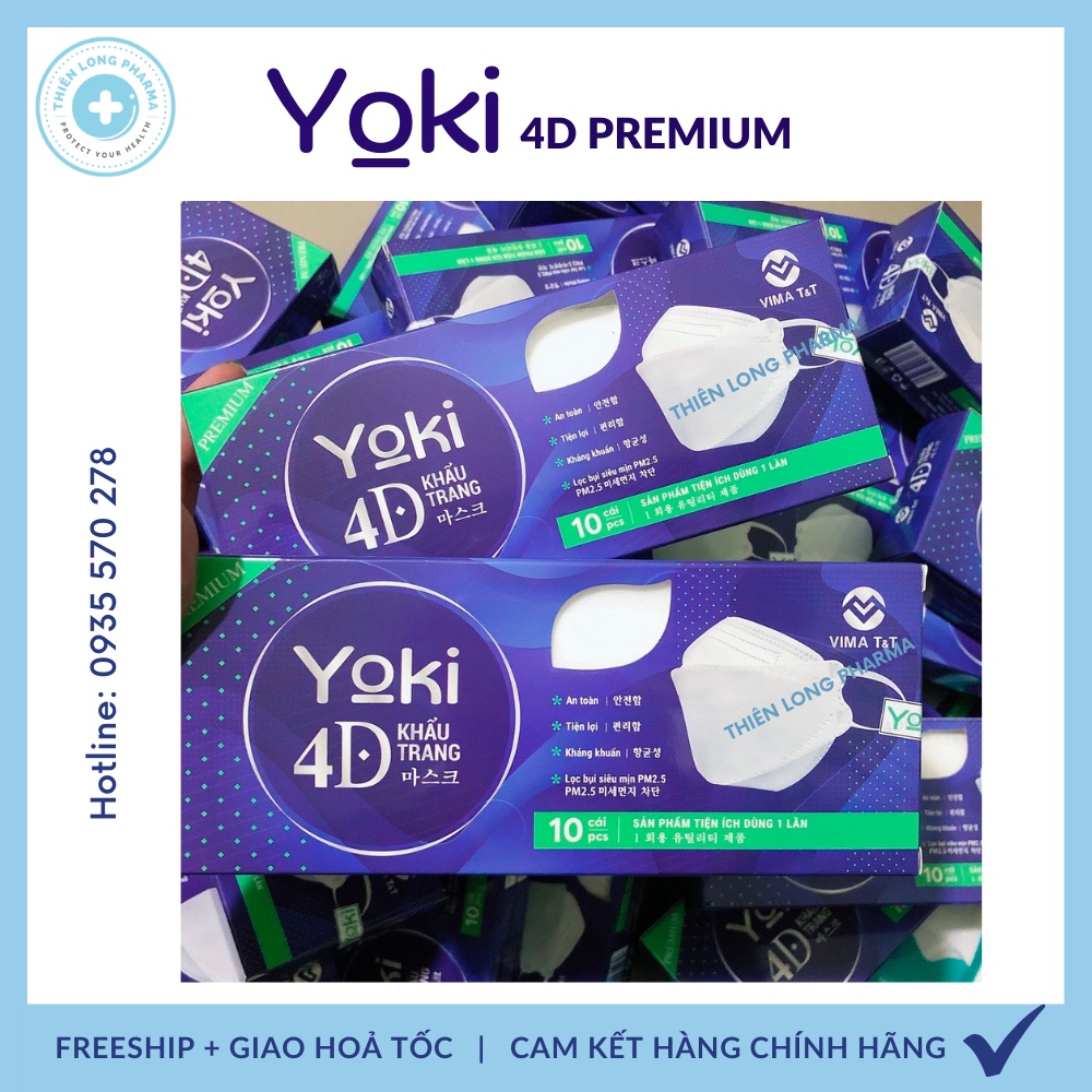 Khẩu Trang KF94 YOKI Premium [Hộp 6/10 Cái] 4 Lớp Kháng Khuẩn Kiểu Dáng 4D Hàn Quốc Hàng Chính Hãng Công Ty