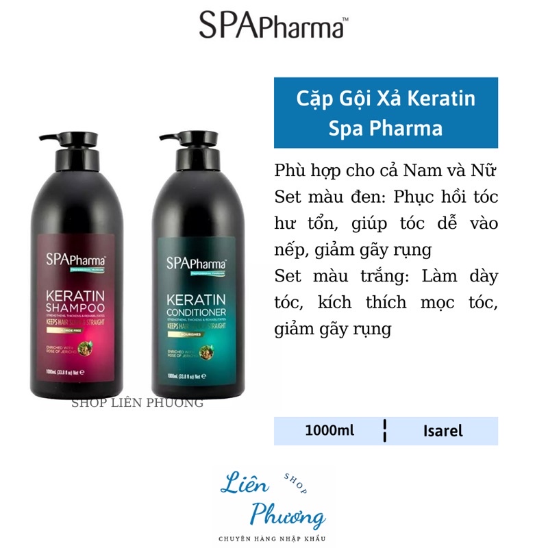 Set gội xả siêu phục hồi tóc Spa Pharma Keratin chuẩn Salon 1000mlx2