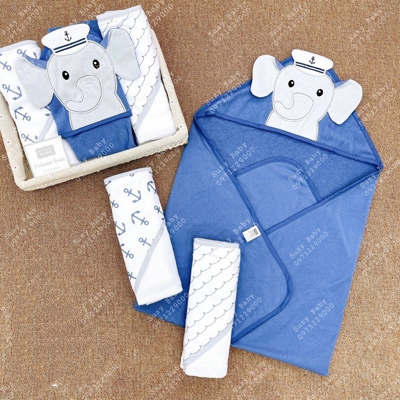 Chăn ủ hè Hudsonbaby set 3c cho bé 71x71cm