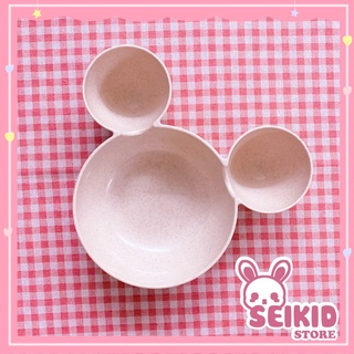 Khay ăn dặm lúa mạch hình Mickey an toàn cho bé 3 khoang chứa thức ăn Seikid Store