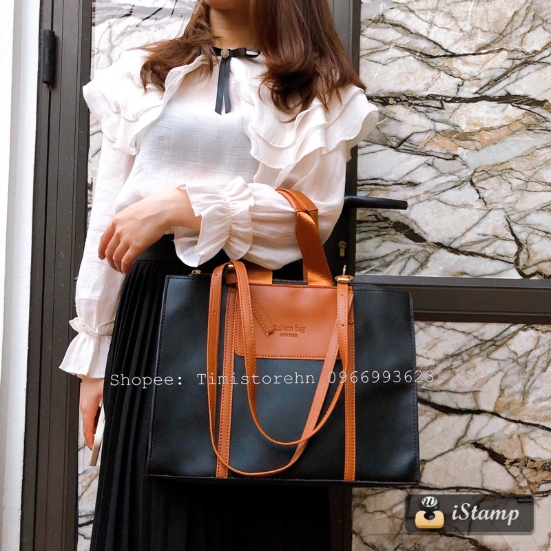 [Ảnh thật] Túi xách công sở nữ to, Túi Fashion totebag vừa Laptop, A4, iPad, tài liệu da đi học, đi làm TIMISTOREHN T099