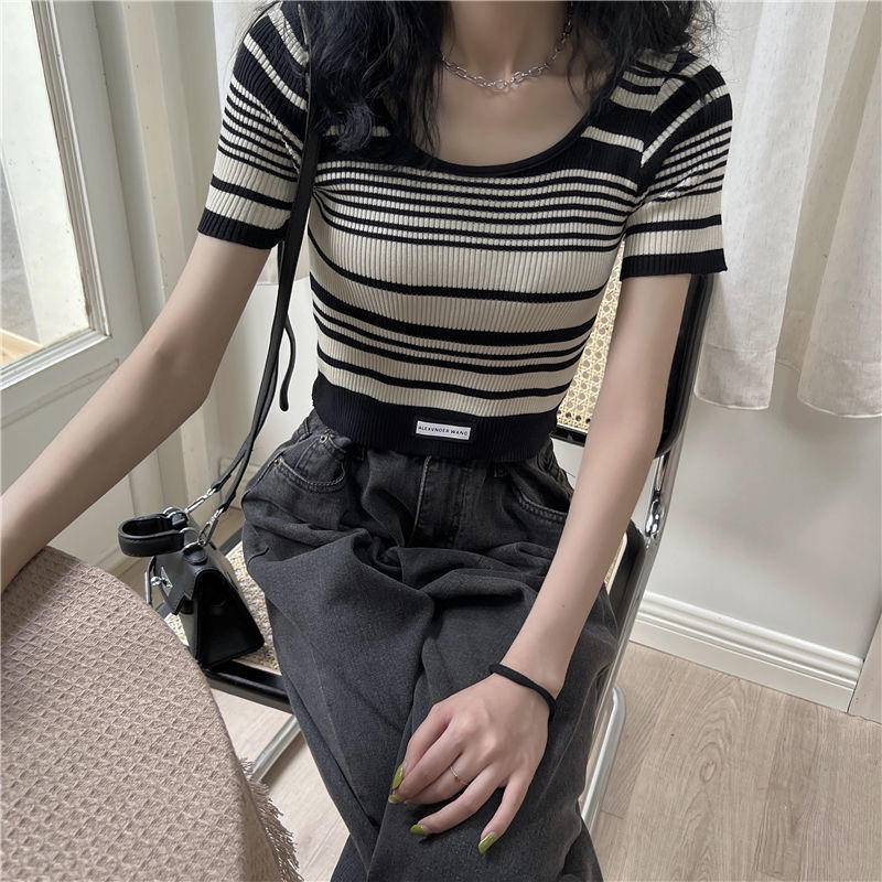 Áo Thun Ngắn Tay Màu Sắc Tương Phản Thời Trang Mùa Hè Cho Nữ