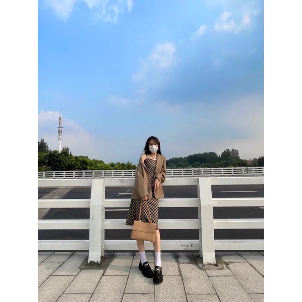 Set balzer phối đầm caro hai dây thời trang Nữ 6sstore