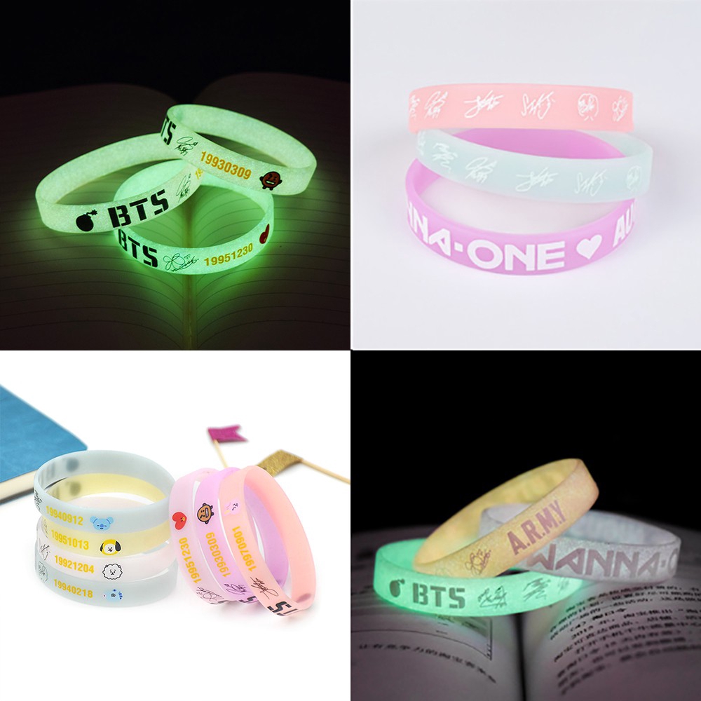 Vòng đeo tay bằng silicon phát sáng kiểu dáng thời trang dành cho fan hâm mộ Kpop