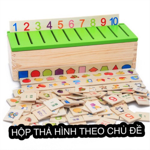 Hộp Thả Hình Theo Chủ Đề Bằng Gỗ - Hộp Thả Hình Thẻ Giáo Cụ Montessori