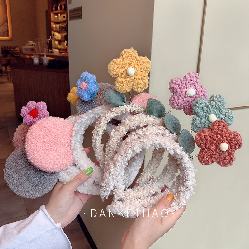 Băng đô cài tóc hình vương miện đính hoa dễ thương phong cách Hàn Quốc cho nữ