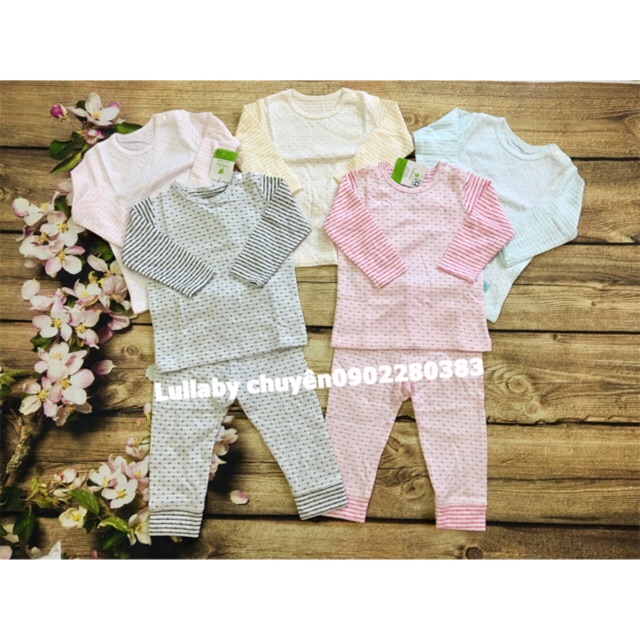 Bộ cài vai bé trai/ gái TD cotton 2 lớp Lullaby