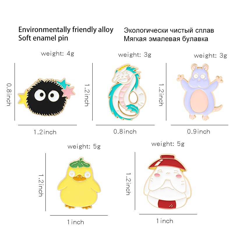 Ghim cài áo tráng men họa tiết hoạt hình The Spirit World
